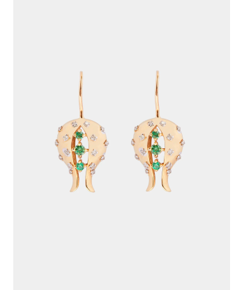 BOUCLES D'OREILLES FLEURS TSAVORITES ET DIAMANTS 50% de réduction en Octobre 2024