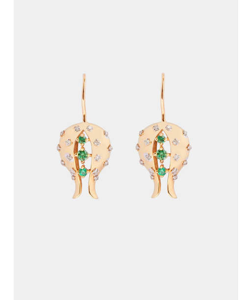 BOUCLES D'OREILLES FLEURS TSAVORITES ET DIAMANTS 50% de réduction en Octobre 2024