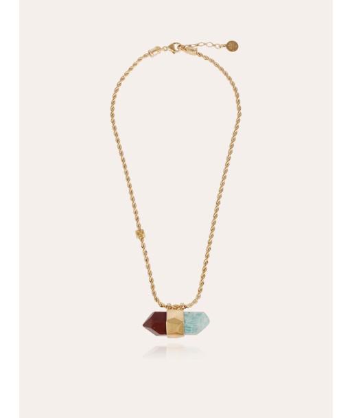 COLLIER AVENTURINE GRAND MODÈLE JASPE ROUGE ET AMAZONITE Voir les baskets