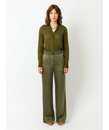 PANTALON SARTORIAL SOIE OLIVE commande en ligne