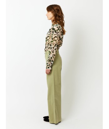 PANTALON LARGE EN COTON OLIVE Fin de série