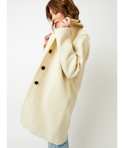 MANTEAU OVERCOAT BOILED WOOL NATURAL OFF WHITE Les êtres humains sont 