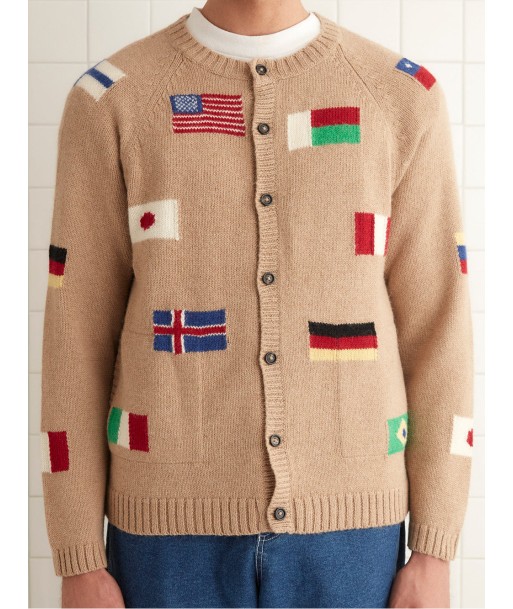 CARDIGAN ROUND-THE-WORLD TAN pas cher 