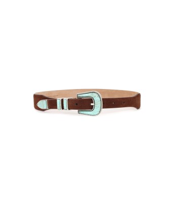 CEINTURE CRAZY EN CUIR SOFT BROWN TURQUOISE le des métaux précieux