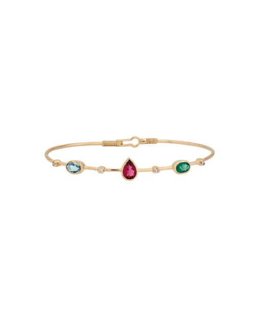 BRACELET JONC TOURMALINE, EMERAUDE, AIGUE MARINE Economisez 