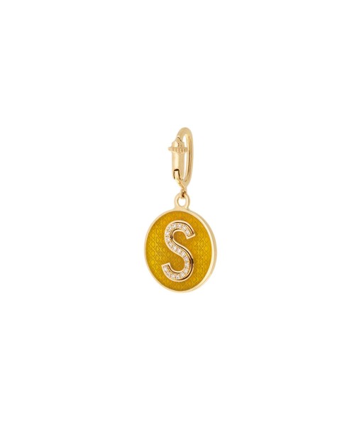 CHARM LETTRE S OR JAUNE, DIAMANTS ET EMAIL JAUNE solde