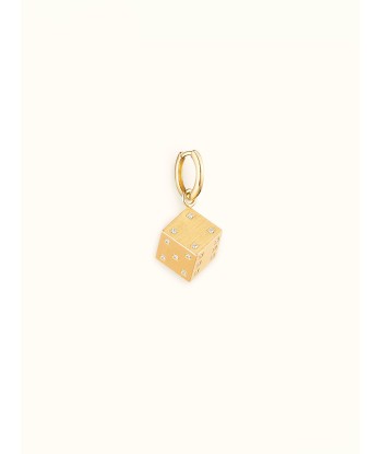 PENDENTIF DADO OR JAUNE ET DIAMANTS 11 MM pas cher