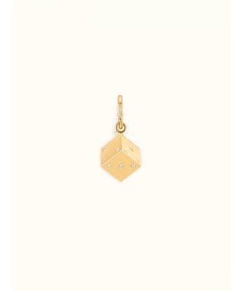 PENDENTIF DADO OR JAUNE ET DIAMANTS 11 MM pas cher