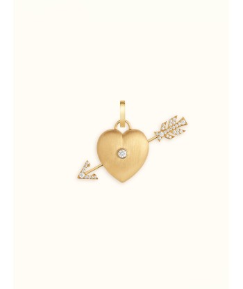 PENDENTIF COEUR PERCE OR ET DIAMANTS brillant des détails fins