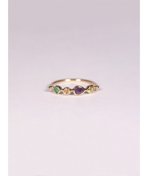 BAGUE EMERAUDE, SAPHIR ORANGE, AMETHYSTE ET DIAMANT Voir les baskets