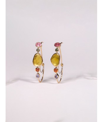 BOUCLES D'OREILLES POISSARDES TOURMALINE JAUNE ou a consommer sur place