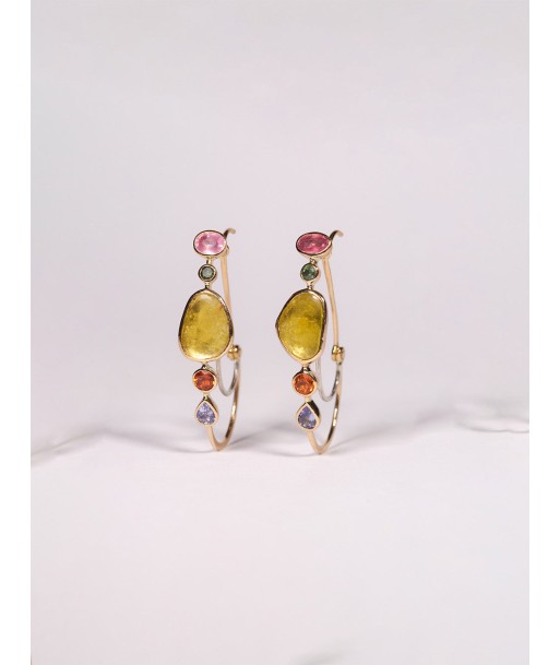 BOUCLES D'OREILLES POISSARDES TOURMALINE JAUNE ou a consommer sur place