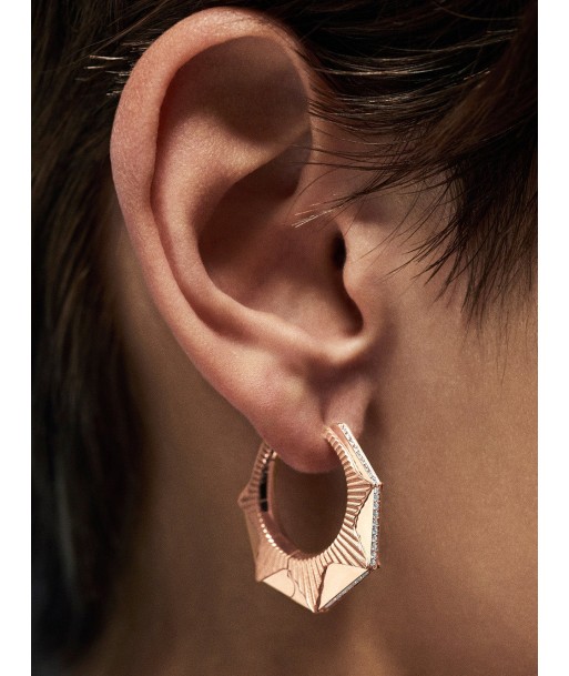 BOUCLE D'OREILLE NYC GRAND MODELE OR ROSE ET DIAMANTS JUSQU'A -70%! 