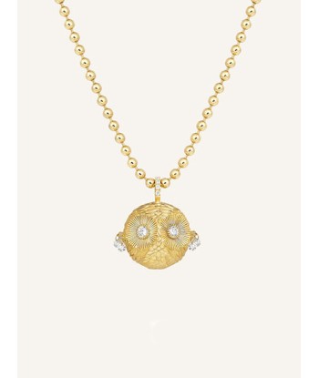 PENDENTIF CHOUETTE OR JAUNE ET DIAMANT de pas cher