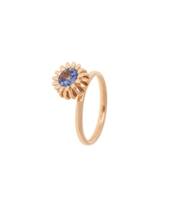 BAGUE POPPY OR ROSE 18K TANZANITE en linge