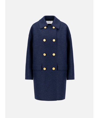 MANTEAU MAC PRESSED WOOL BLUE MOULINE en linge