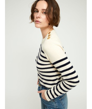 PULL THEO RAYÉ ANTIQUE WHITE & NAVY chez Cornerstreet bien 