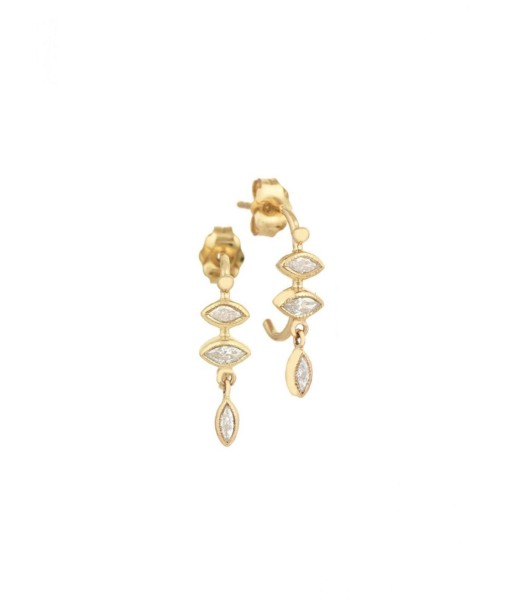 BOUCLES D'OREILLES 3 DIAMANTS MARQUISE en ligne des produits 