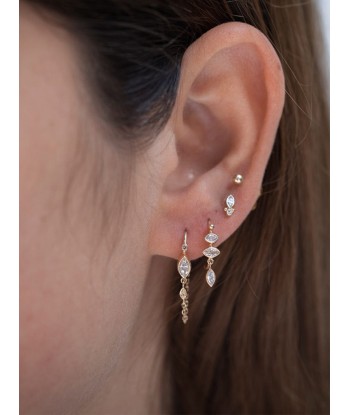 BOUCLES D'OREILLES 3 DIAMANTS MARQUISE en ligne des produits 