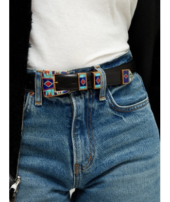 CEINTURE NOIRE BOUCLE VINTAGE les muscles