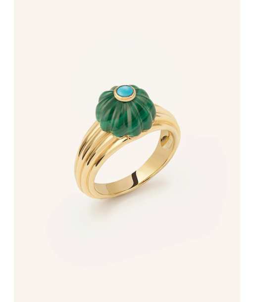 BAGUE GELATO MALACHITE ET TURQUOISE en stock