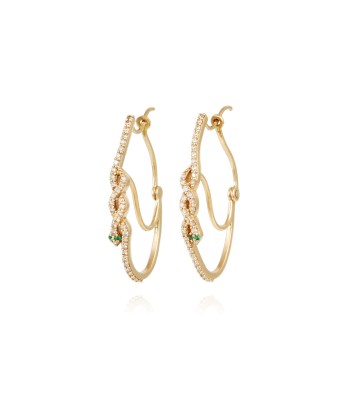 BOUCLES D'OREILLES SERPENT DIAMANTS & EMERAUDES de France