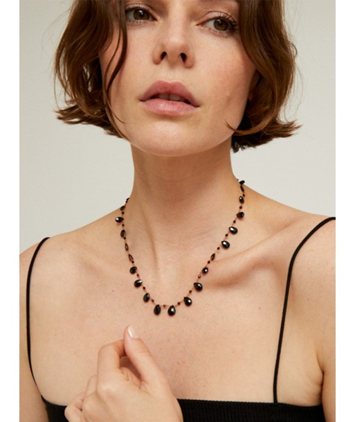 COLLIER WHITNEY DROPS & BEADS SPINELLE NOIRE Véritable concentré