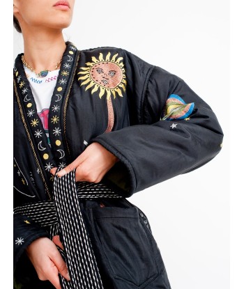 KIMONO KARMA EN SOIE NOIR français