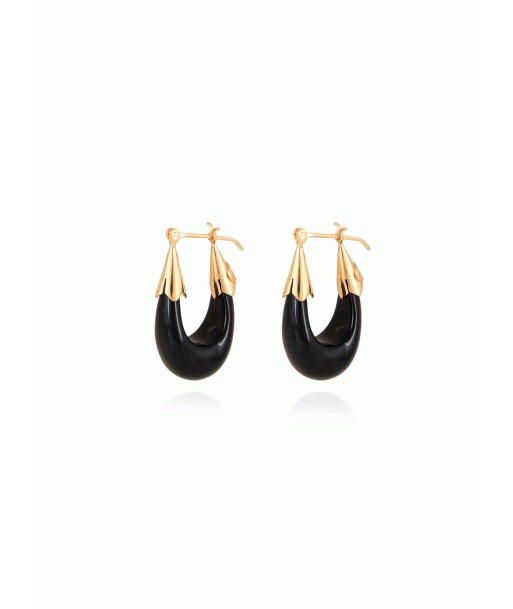 BOUCLES D'OREILLES ECUME PETIT MODELE NOIR français