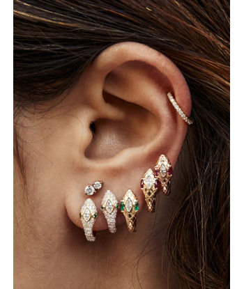 BOUCLE D'OREILLE SERPENT EMERAUDES ET DIAMANTS votre