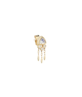 BOUCLE D'OREILLE PIERRE DE LUNE ET DIAMANTS basket pas cher