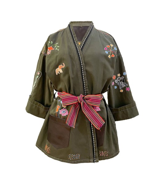 KIMONO BON VOYAGE KAKI pas cher 