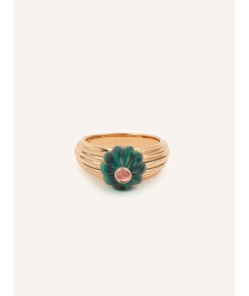 BAGUE GELATO OR ROSE MALACHITE ET TOURMALINE de France