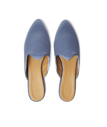 MULES EN SATIN BLEU PALE solde