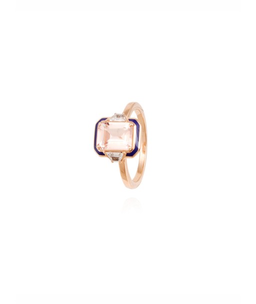 BAGUE MORGANITE DIAMANTS ET EMAIL BLEU Jusqu'à 80% De Réduction