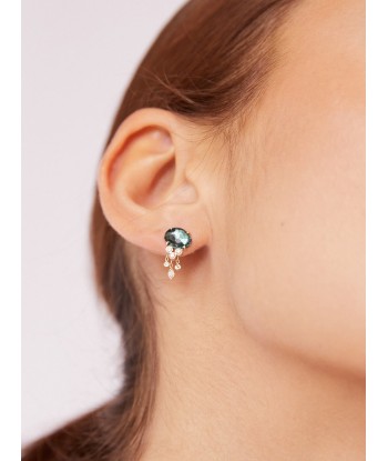 BOUCLE D'OREILLE JELLYFISH TOURMALINE BLEU le des métaux précieux