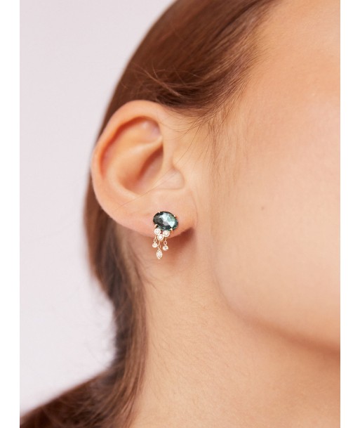 BOUCLE D'OREILLE JELLYFISH TOURMALINE BLEU le des métaux précieux