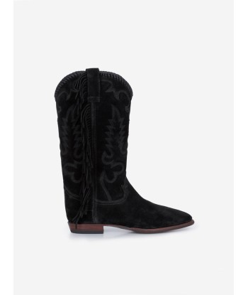 BOTTES SANTIAG FRINGE EN SUEDE BLACK en stock