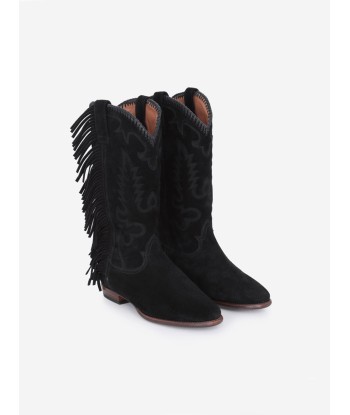 BOTTES SANTIAG FRINGE EN SUEDE BLACK en stock