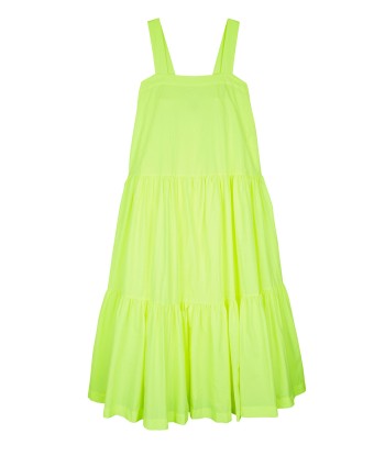 ROBE À BRETELLES AVEC FLEURS NEON YELLOW de pas cher