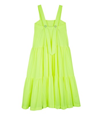 ROBE À BRETELLES AVEC FLEURS NEON YELLOW de pas cher