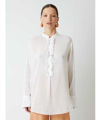 CHEMISE EN VOILE DE COTON ET SOIE BLANC Pour