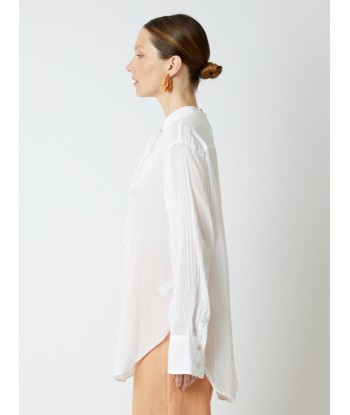 CHEMISE EN VOILE DE COTON ET SOIE BLANC Pour