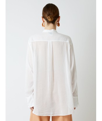 CHEMISE EN VOILE DE COTON ET SOIE BLANC Pour