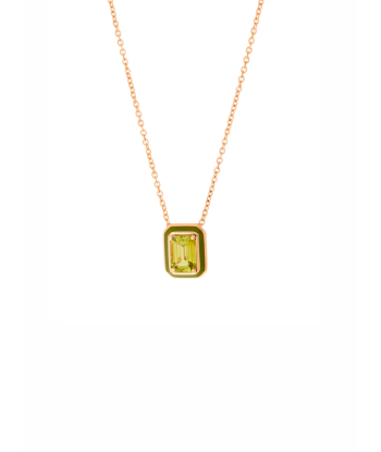 COLLIER TOURMALINE VERTE ET EMAIL OLIVE le concept de la Pate a emporter 