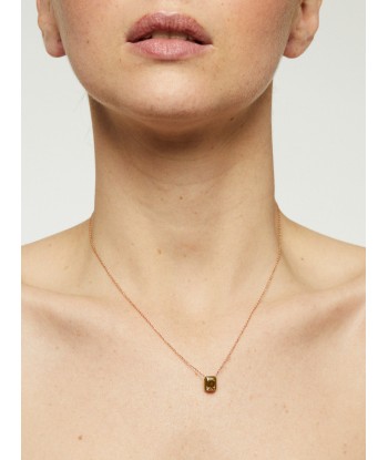 COLLIER TOURMALINE VERTE ET EMAIL OLIVE le concept de la Pate a emporter 